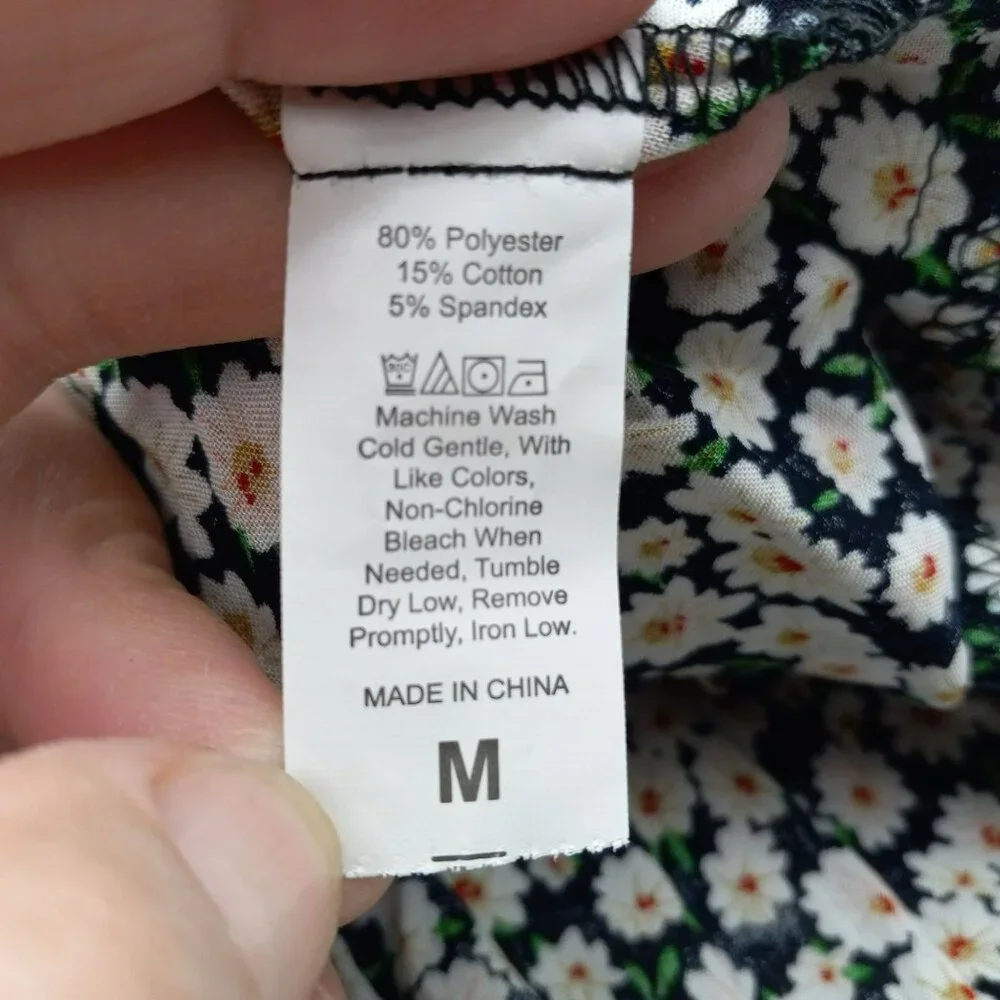 Women's High Waist Ruffle Skirt Flower Daisey Print Size‎ M Alelly